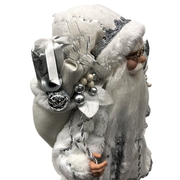 Santa Large Christmas Decoration Silver Staff & Gift Bag 18 Inches Tall - Picture 4 of 4
